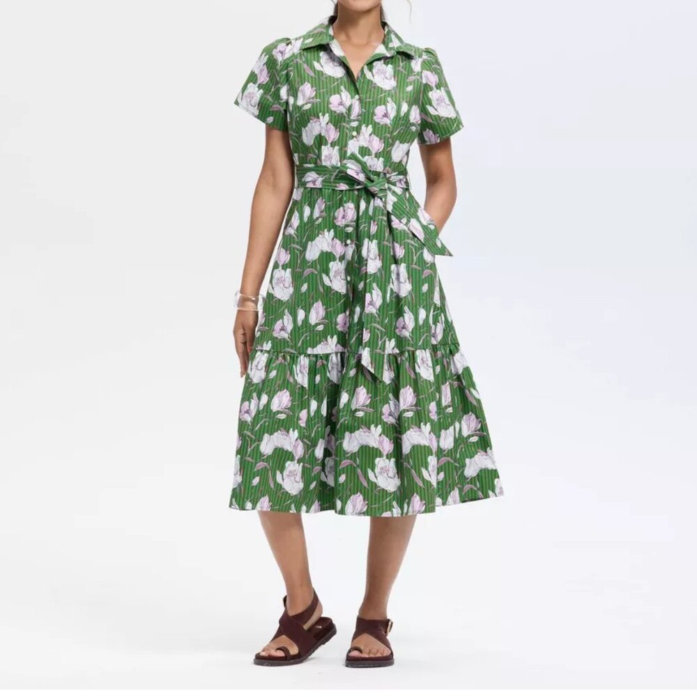 Women's Button-Down Short Sleeve Midi A-Line Dress - Universal Thread